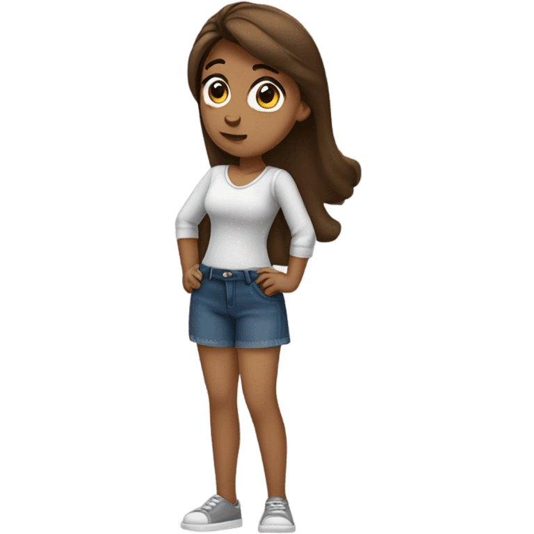 Girl with brown hair sassy and hand on her hip emoji