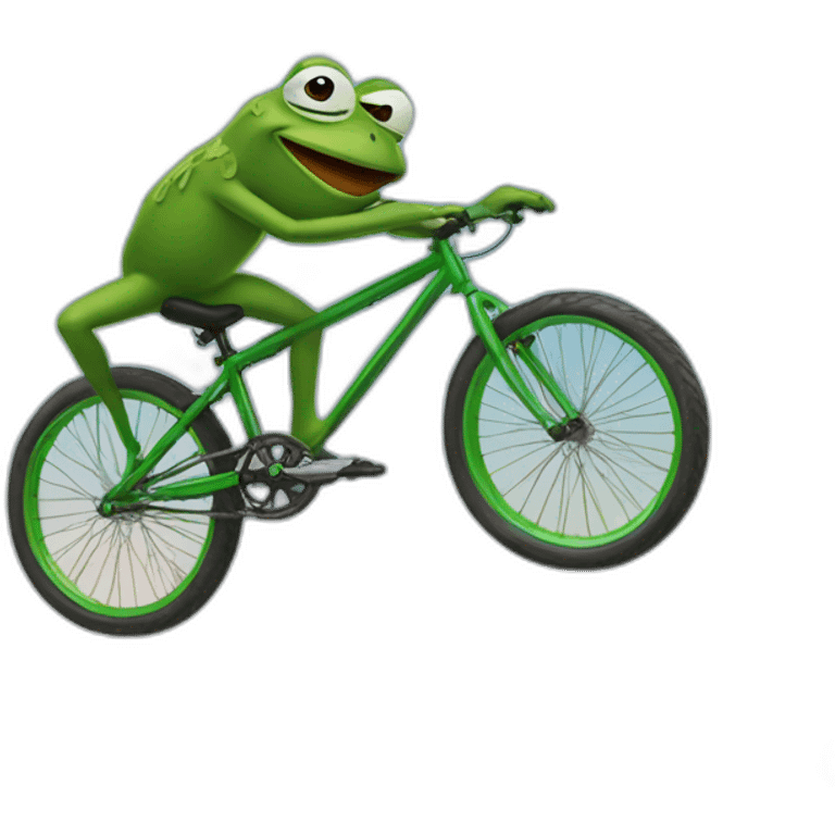 Pepe frog bicycle jump emoji