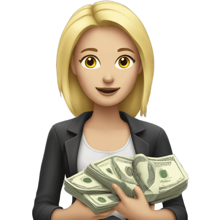 Blonde woman with lots of cash emoji