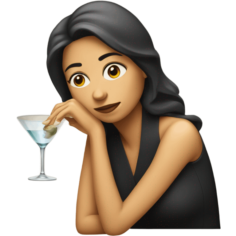 Tired woman with a martini glass emoji