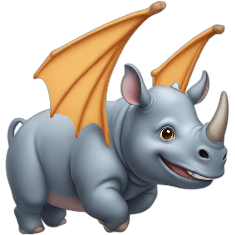 flying rhinoceros with wings emoji