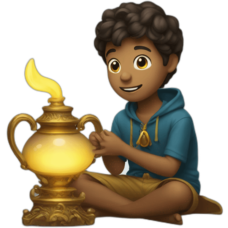 A boy with a magic lamp emoji