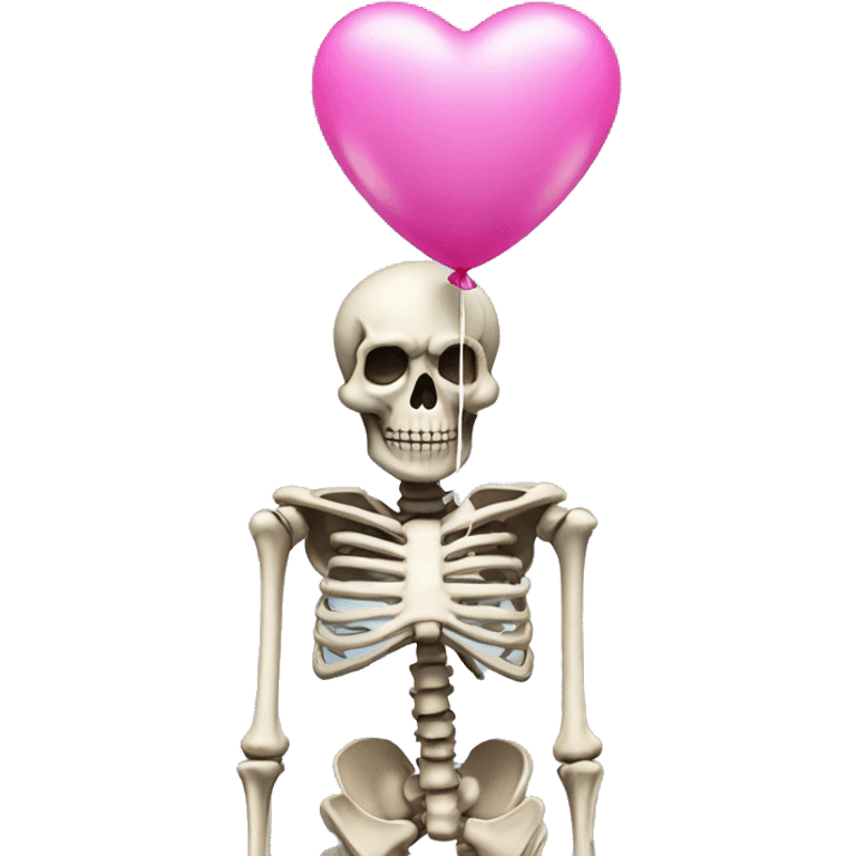 skeleton with a pink balloon for a head emoji