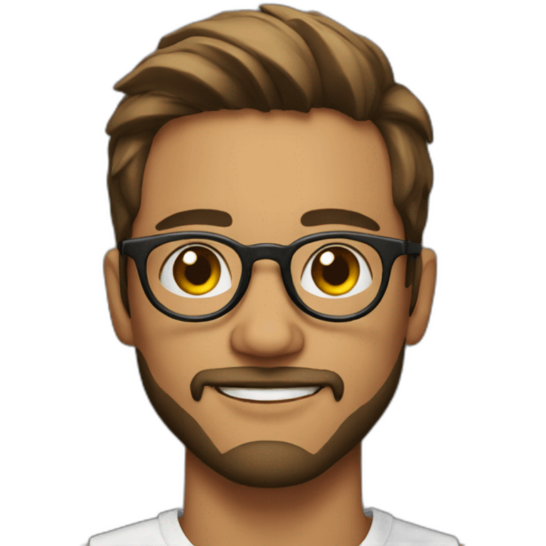 a 20 year old man with round glasses and beard emoji