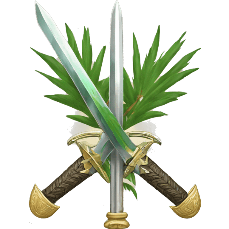 The emblem of the Kingdom of Saudi Arabia: the two swords and the palm tree emoji