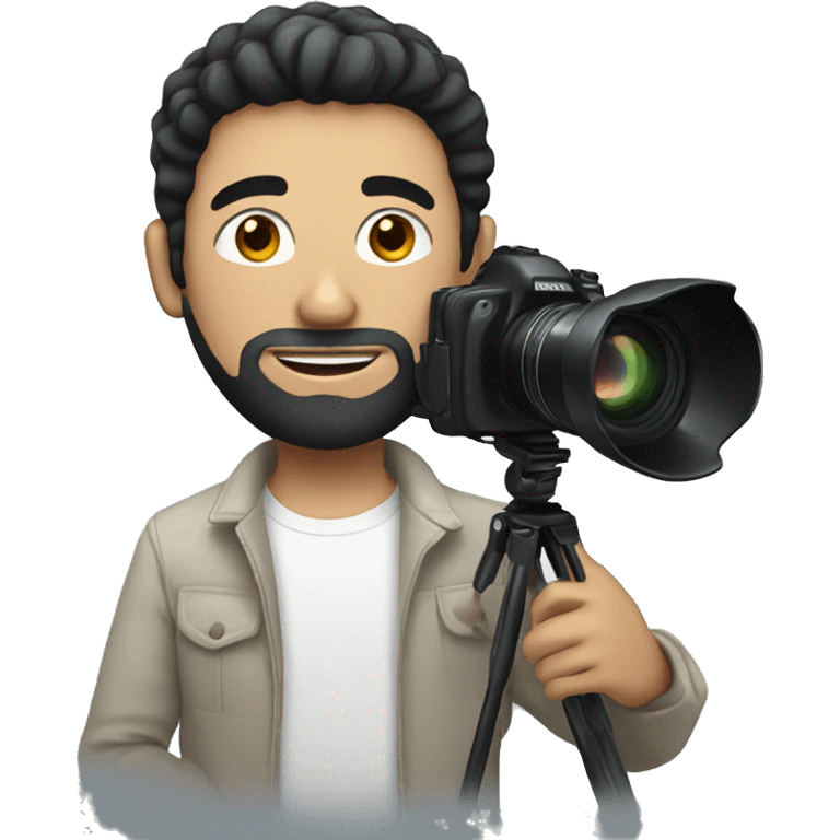 white man with black hair filming videos with camera emoji