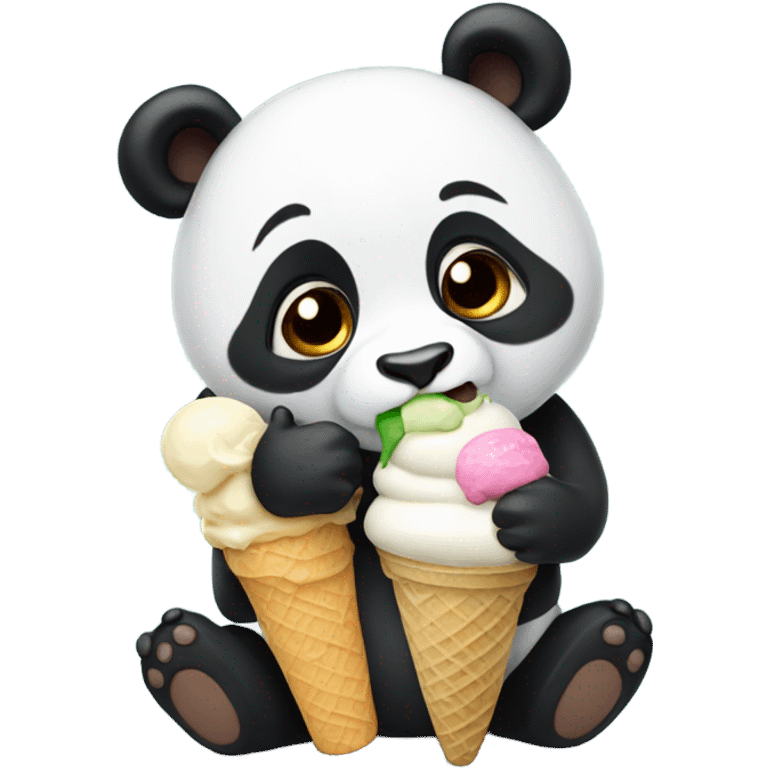 Panda eating ice cream emoji