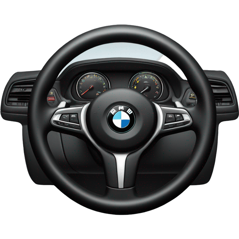 A manicured hand on the steering wheel of a BMW emoji