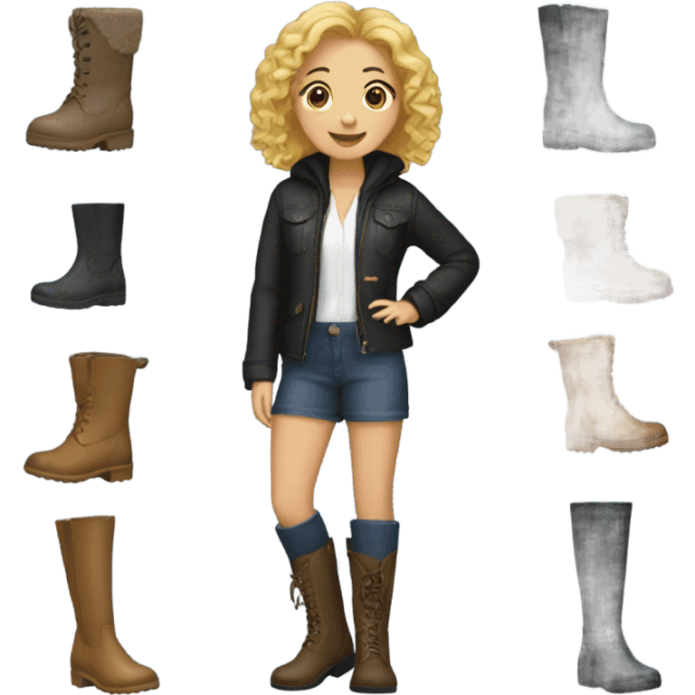 girls in stylish boots emoji