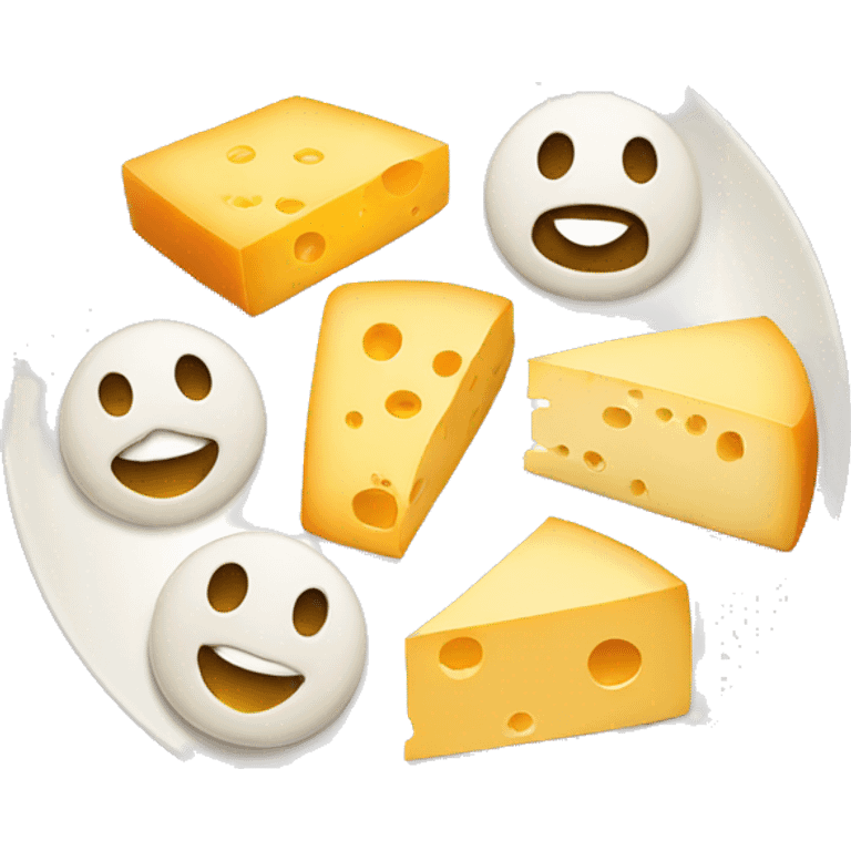 different cheeses with hidden faces on a plate emoji