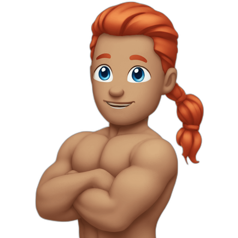 Yoga bodybuilder blue eyes slick red hair emoji