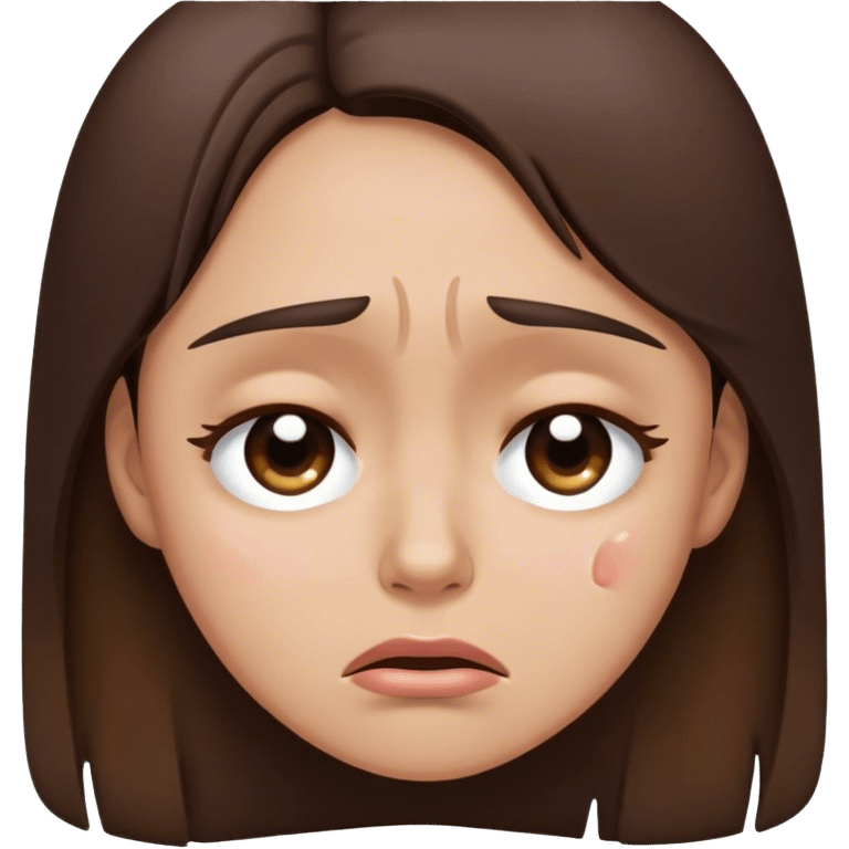 Sad crying face brunette  emoji