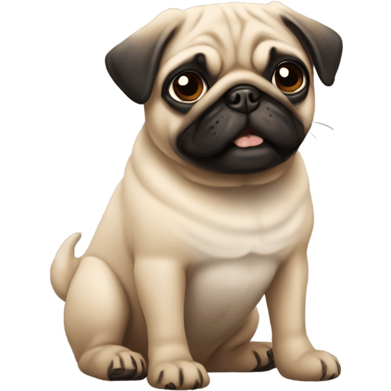 A pug with 1 puppy emoji