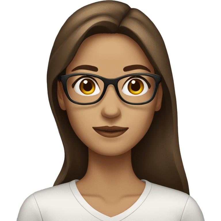 Woman brown glasses long brown hair emoji