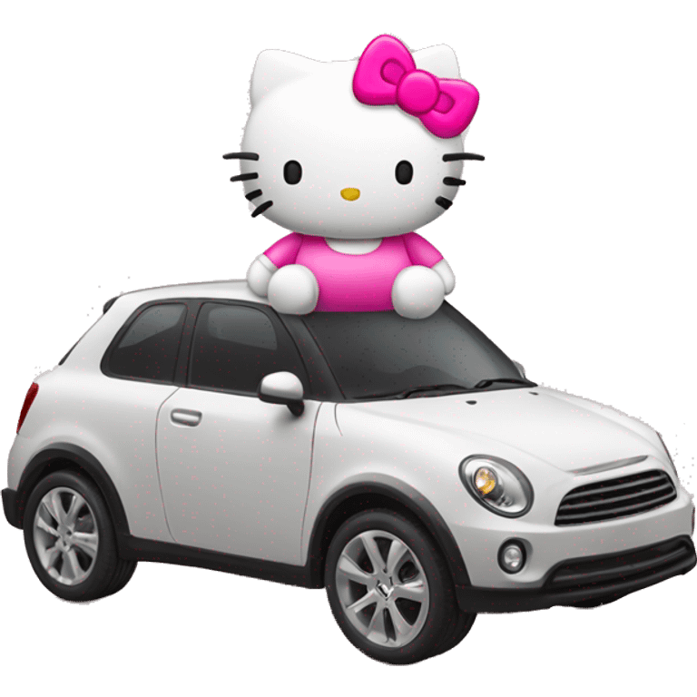 Hello kitty with a car emoji