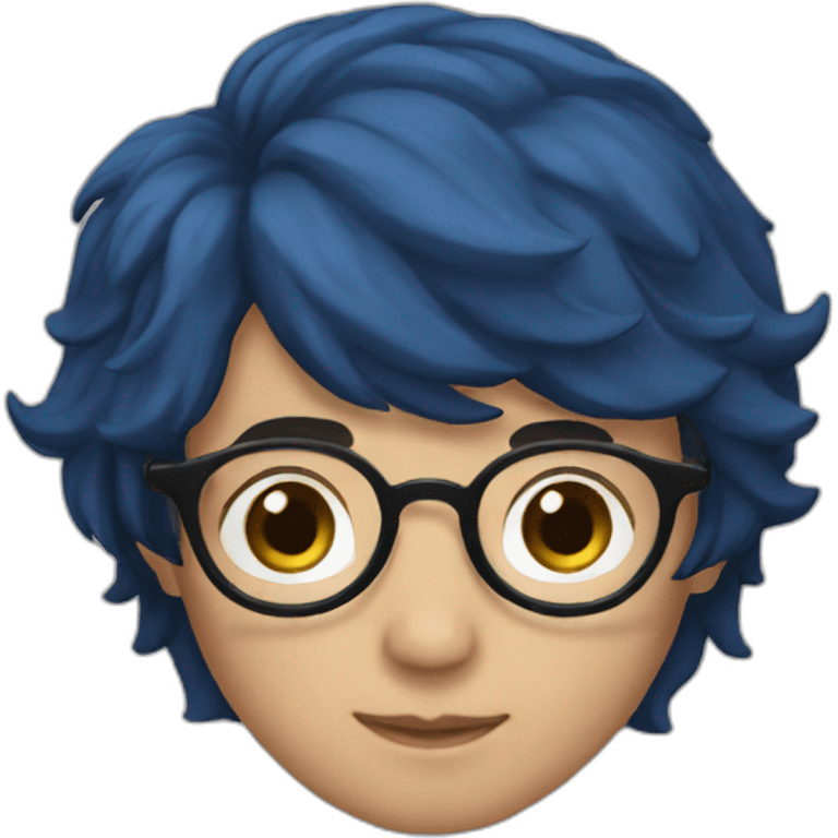 a boy with short brown hair and glasses and a Ravenclaw robe emoji