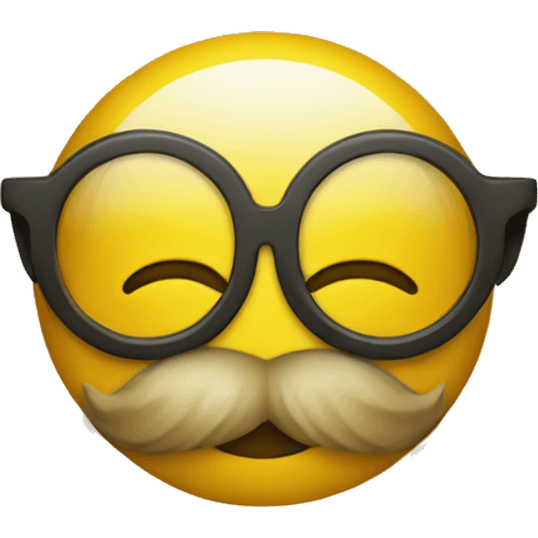 Yellow Smilie face with horn-rimmed glasses and a beard emoji