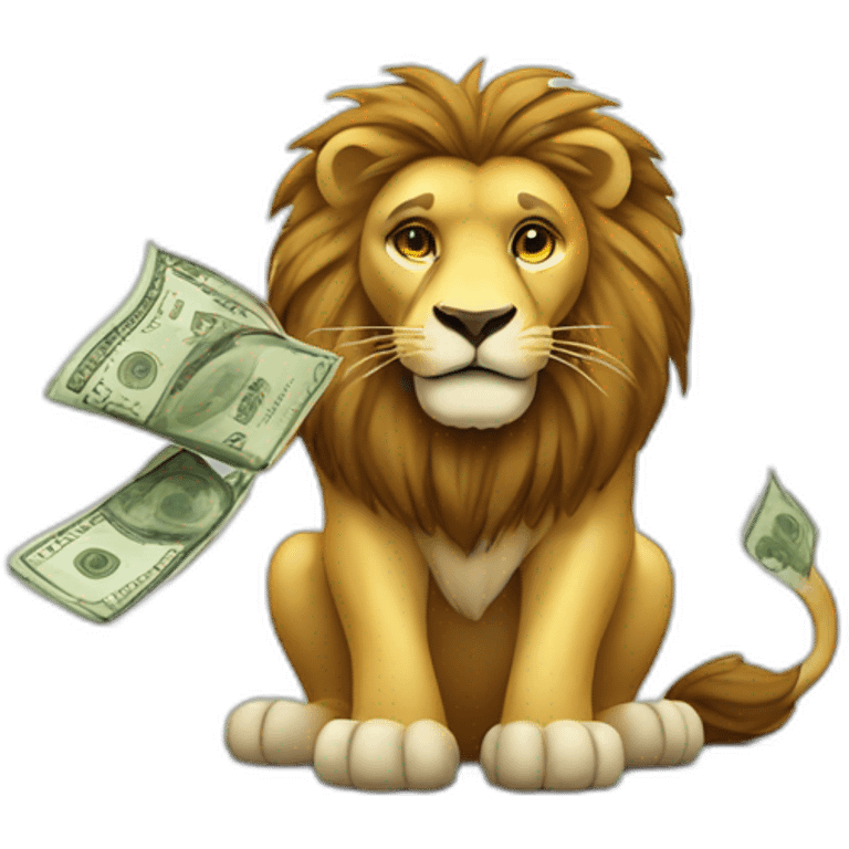 Lion with money emoji