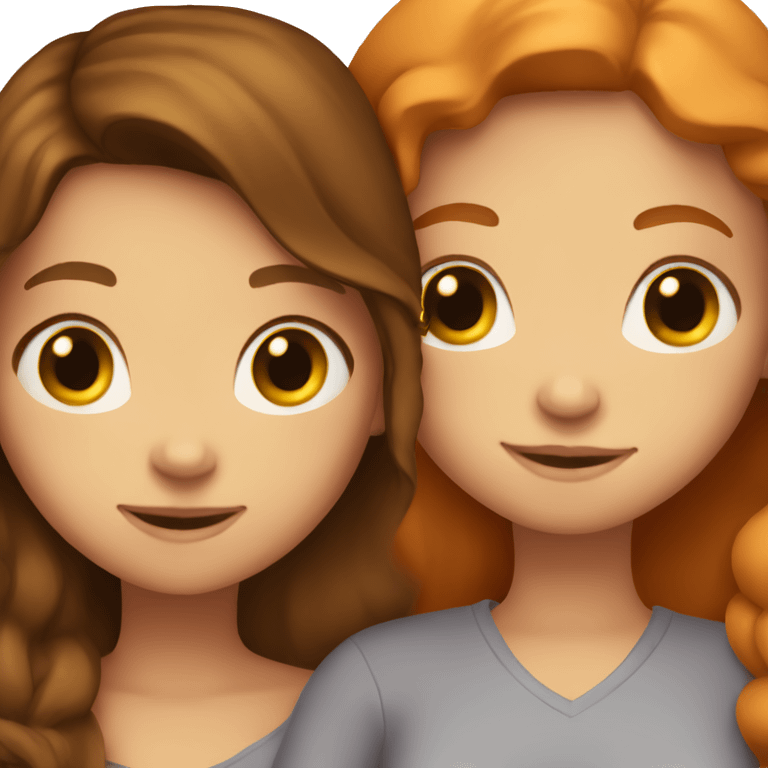 Brunette and ginger girls hugging  emoji