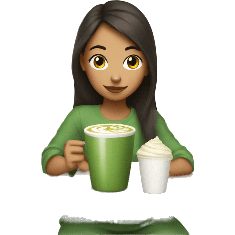 Girl sipping matcha latte  emoji