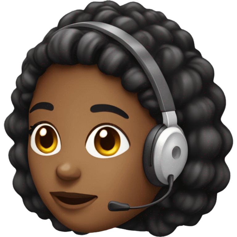 A african american female for inbound Q&A with a headset on for taking calls emoji