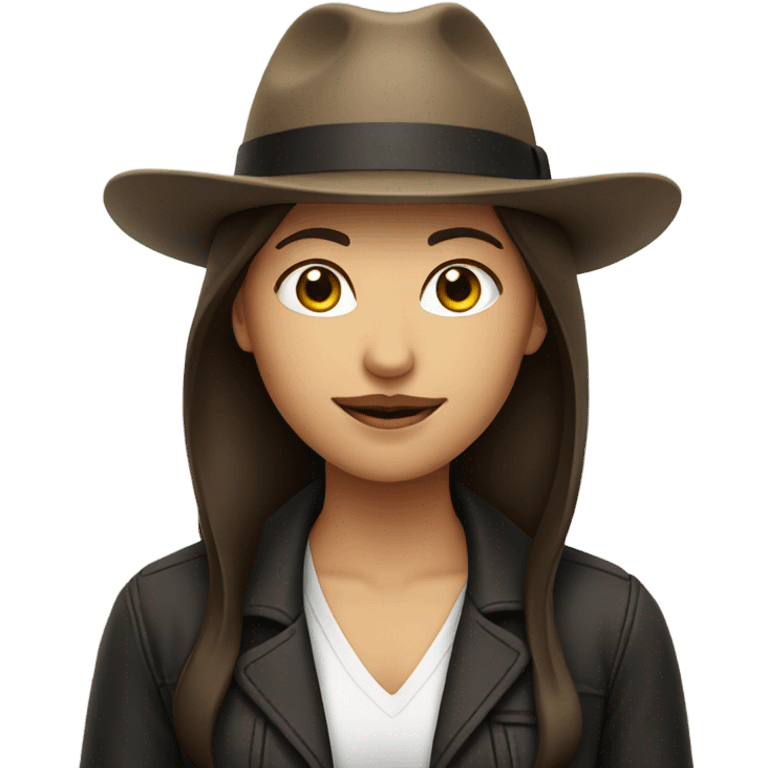 brunette girl with moustache and hat emoji