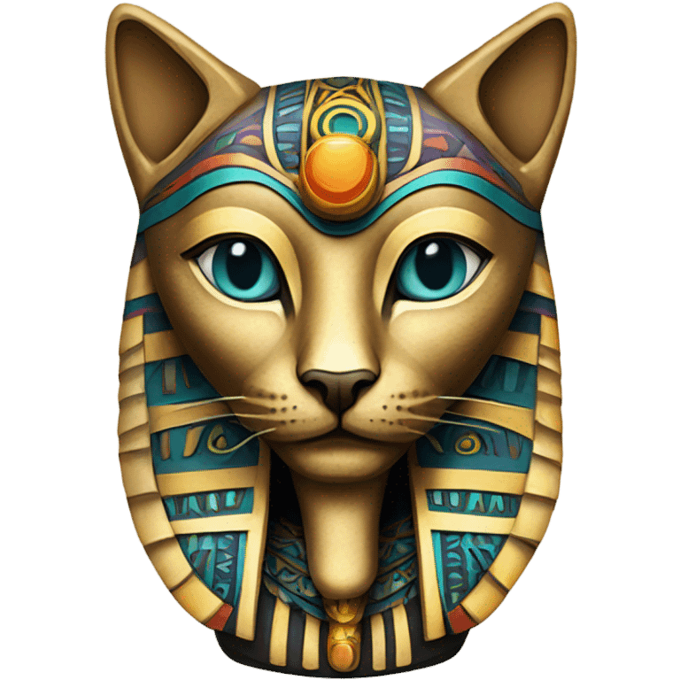 colourful statue of egypt god with cat face emoji