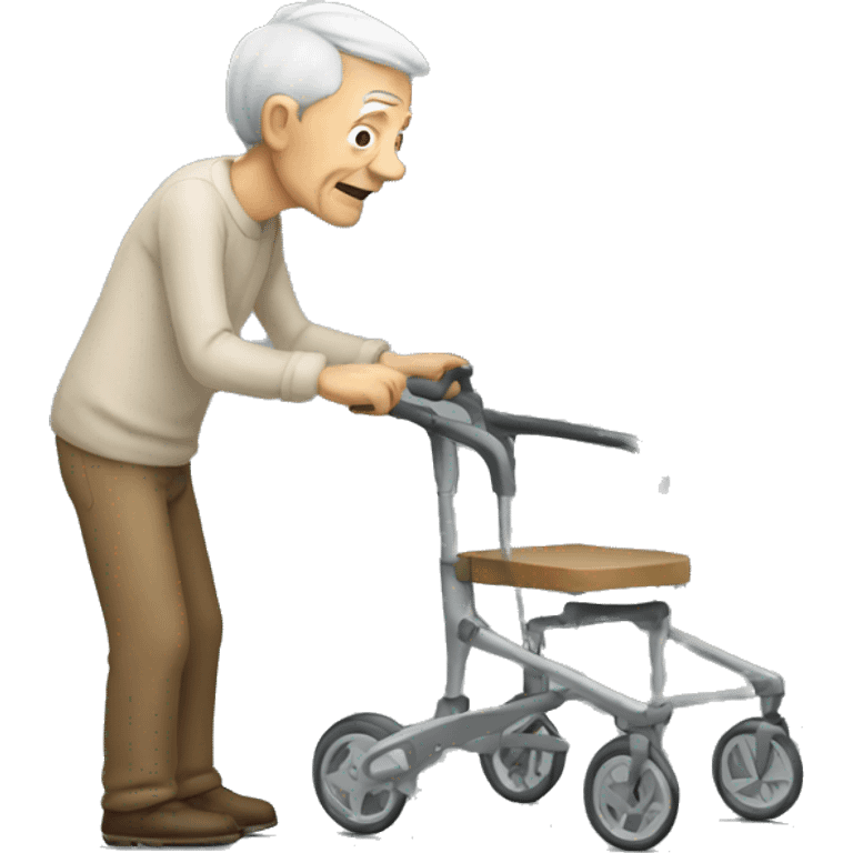 old man with walker with no wheels  emoji