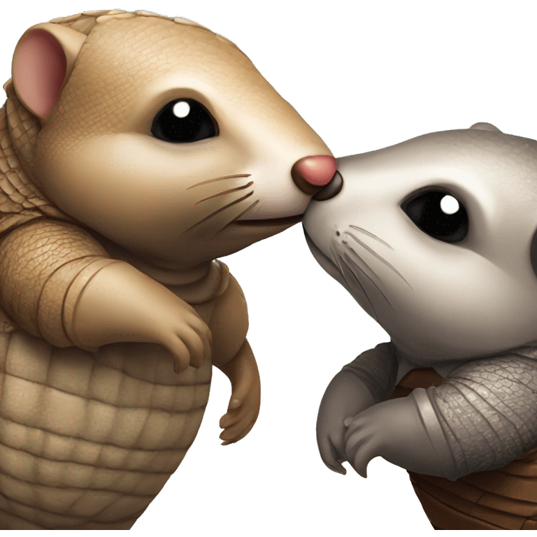 armadillo and otter giving a kiss to each other  emoji