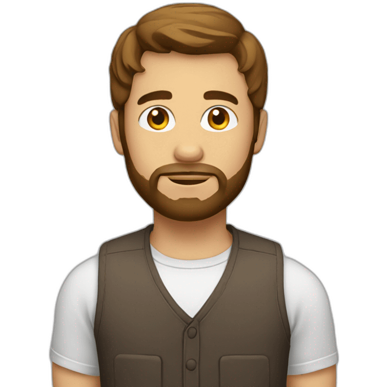 man with round face short brown hair beard emoji