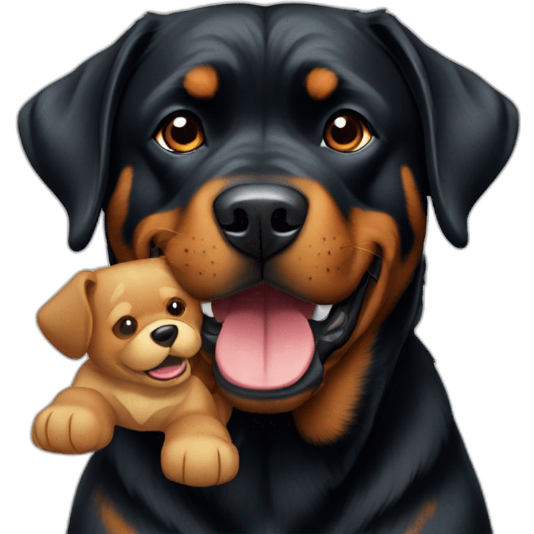 Rottweiler with toy emoji