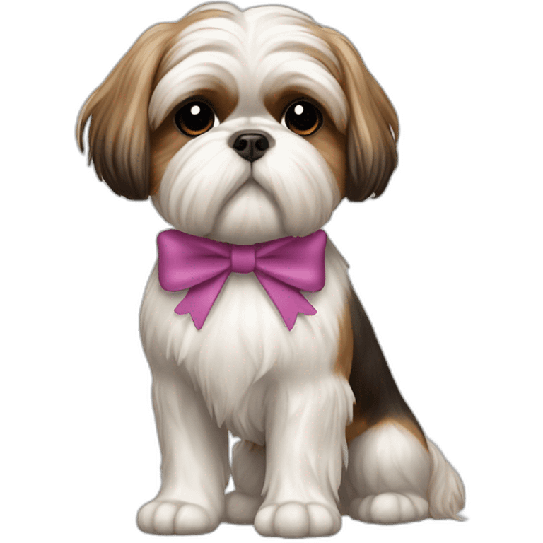 Dog Shih Tzu with a bow on head full-body emoji