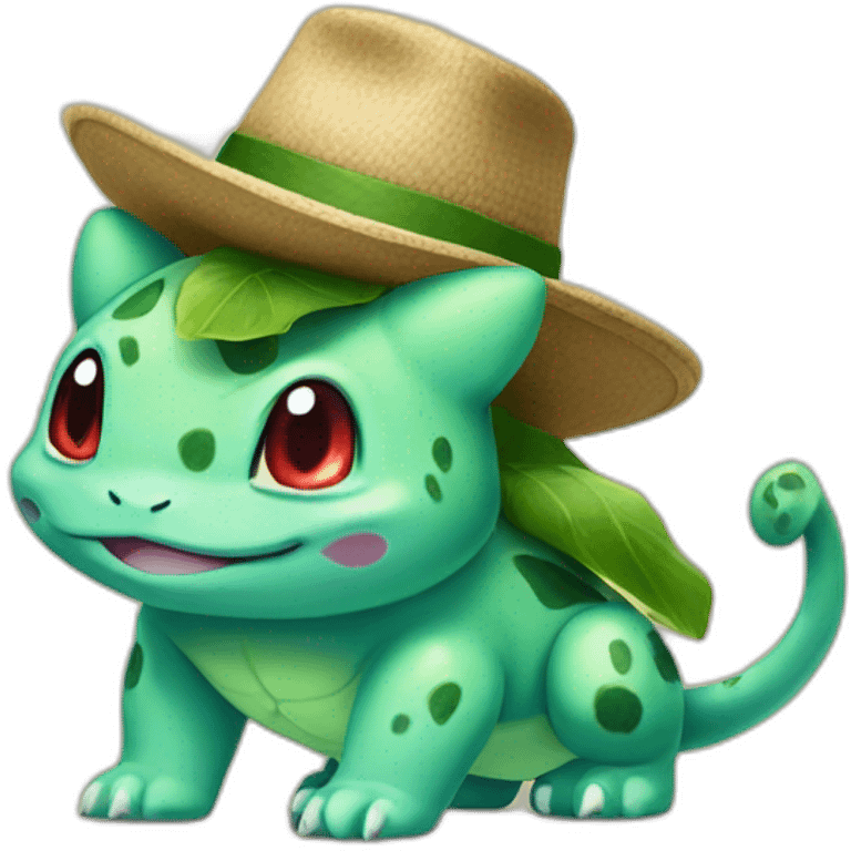 bulbasaur wearing hat emoji