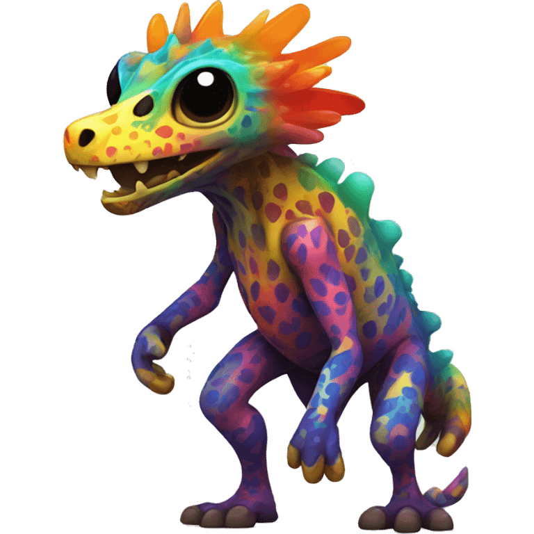 a colorful edgy vernid-fionbri-creature with splash patterns full body emoji