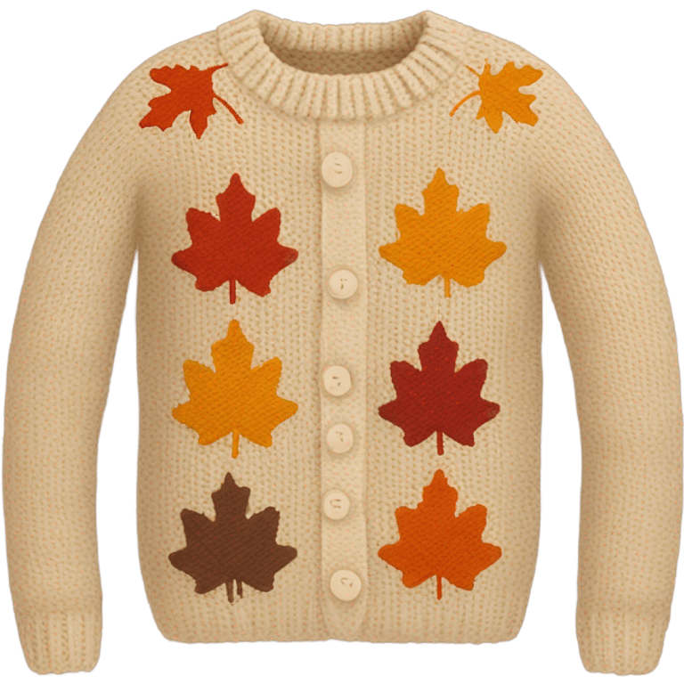 Knit sweater with fall design emoji