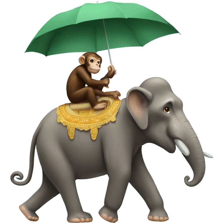 Monkey riding elephant umbrella emoji