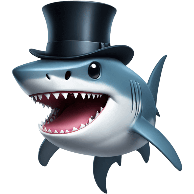 Shark with a top hat emoji