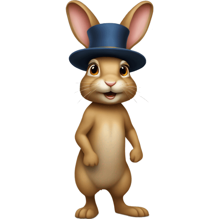 rabbit stands on two legs with a hat two ears emoji