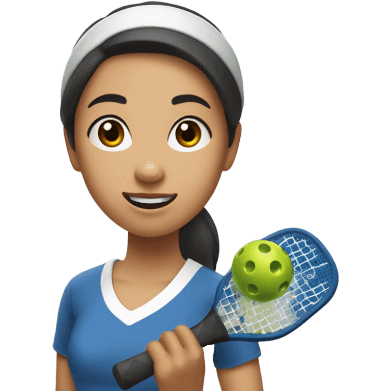 Asian girl is playing pickleball emoji