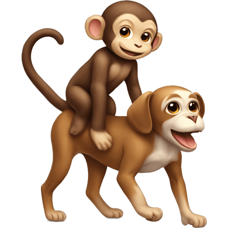 Baby monkey riding a dog emoji