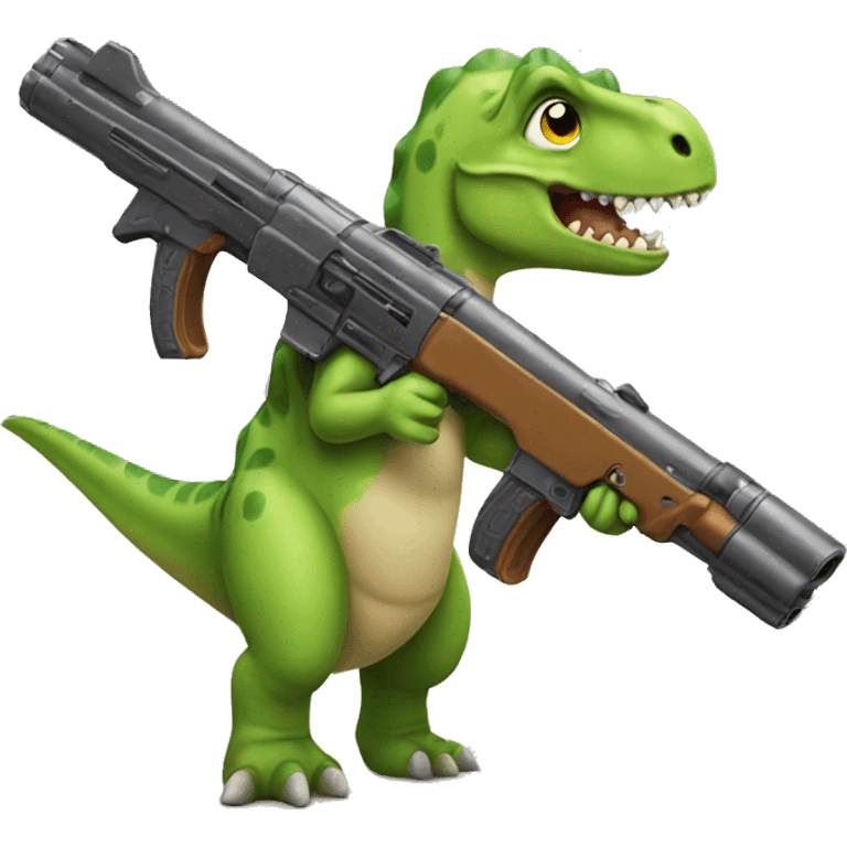 Dinosaur with a gun emoji