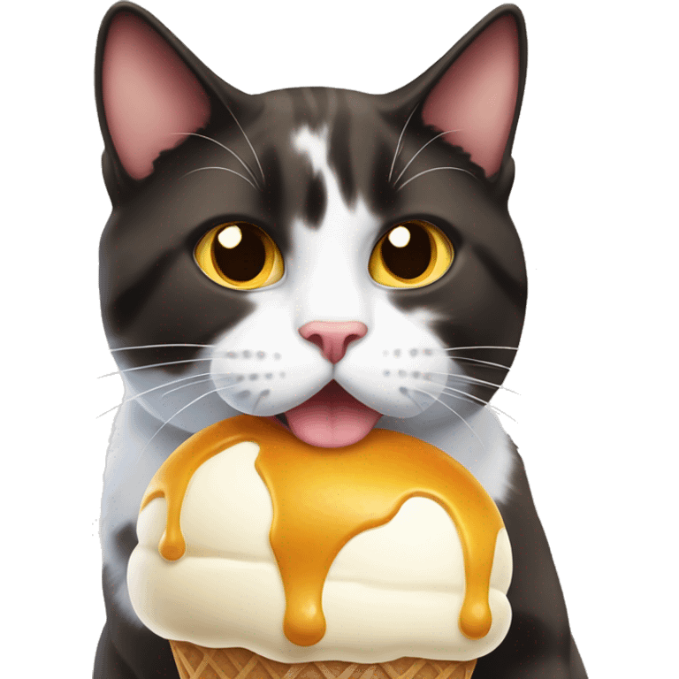 Icecream with calico cat emoji