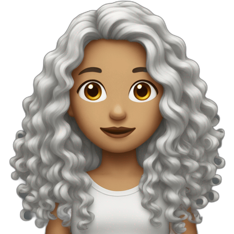 A girl with long curly hair emoji