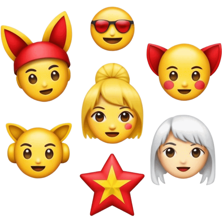 Cinematic Realistic V-pop Music Pop Culture Emoji, showcasing a modern, energetic representation of Vietnamese pop culture rendered with vivid textures and dynamic, colorful lighting. emoji