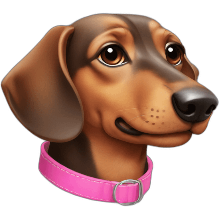 Dachshund negro atigrado con collar rosa mejicano emoji