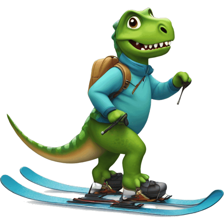 Dinosaur on skis emoji