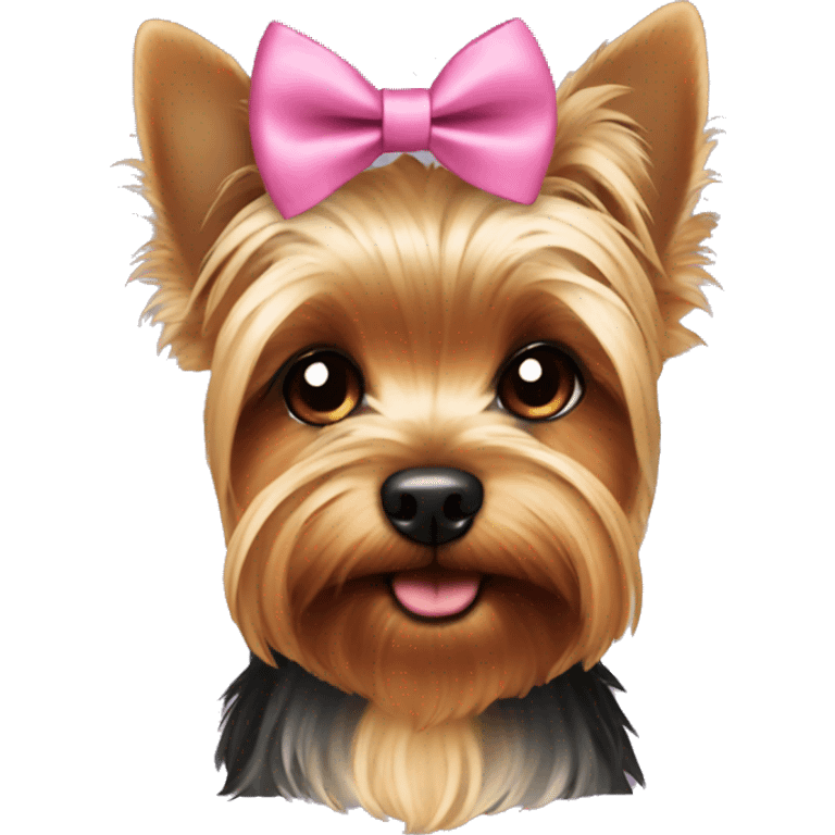 Yorkie wearing a bow emoji