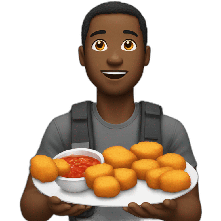 Black guy eating chicken nuggets emoji