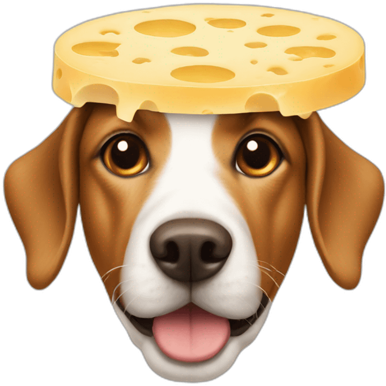 Dog wearing a Swiss cheese hat emoji