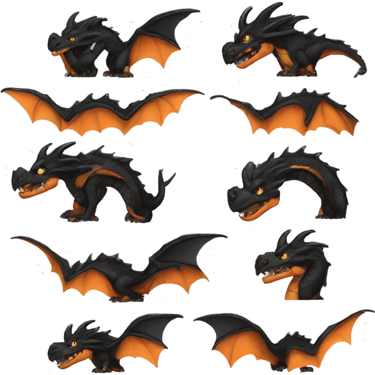 Black and Orange Dragon emoji